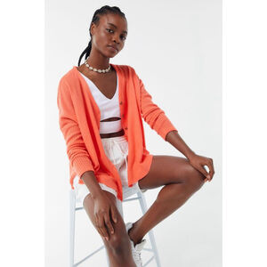 Urban Outfitters Coral Waffle Knit Cardigan Size Medium